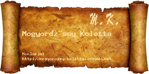 Mogyoróssy Koletta névjegykártya